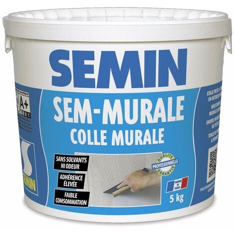 Colle pour toiles de verre et revêtements muraux légers en pâte Semin Sem-Murale - prêt à l'emploi - seau 5 kg