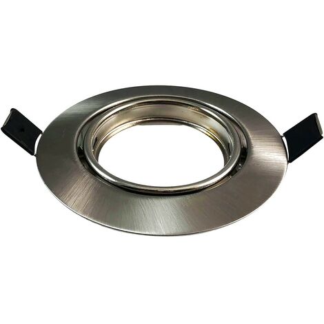 Collerette orientable Aluminium brossé , Support spot Diamètre 90mm trou de perçage 65mm