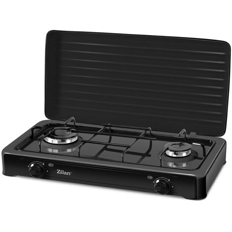 Cuisinière à gaz avec 2 brûleurs et couvercle 58x34,5x9,5cm Zilan