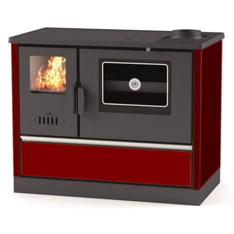 Cuisinière Bois avec Four Chauffage seul Versi Sannover 8 kW Bordeaux