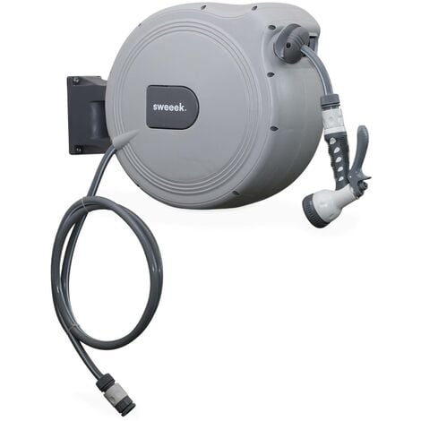 Dévidoir mural automatique 30m. enrouleur avec tuyau d’arrosage. raccord et pistolet d'arrosage fournis