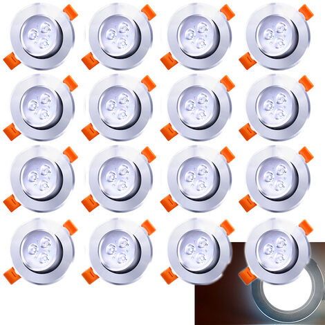EINFEBEN 20X LED Spot Spot encastré Set Spot encastré pour plafond IP44 3W A++ 230 V Blanc froid CE&ROHS avec transformateur