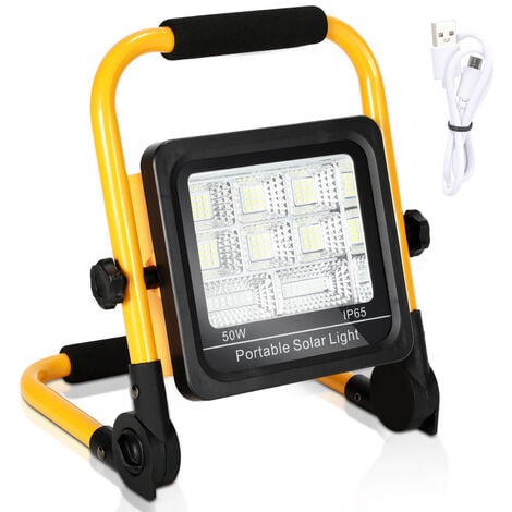 EINFEBEN Projecteur LED Rechargeable 50W Projecteur Chantier 6000mAh Lumiere LED Sans Fil Exterieur Batterie Projecteur LED Portable Lampe de Chantier Lampe de Travail avec USB