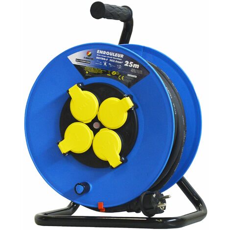 Enrouleur 4 prises-h07rn-3g2.5mm²-25M -I-watts Pro
