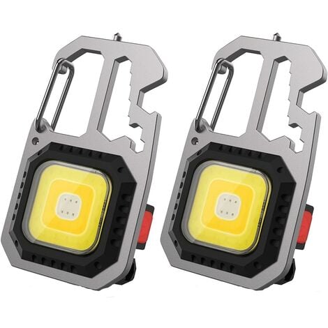 Ensemble de 2 lampes de travail, LED, 7 en 1, 6 watts, 800 lumens, étanche, type C, extérieur, avec aimant, noir