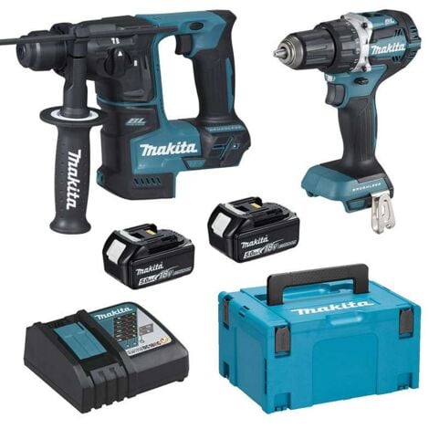 Ensemble de 2 machines 18V, Perceuse DDF484 + Perforateur DHR171 - MAKITA - avec 2 batteries 18V 5.0AH, chargeur rapide, MakPac - DLX2271TJ