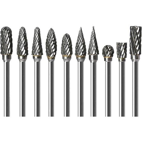 Ensemble d'outils rotatifs à double tranchant 1 / 8 "poignée bois sculpture métal polissage gravure outil de perçage 10 pièces