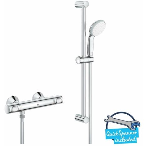 Set de douche avec thermostat mural, avec barre 620 mm,