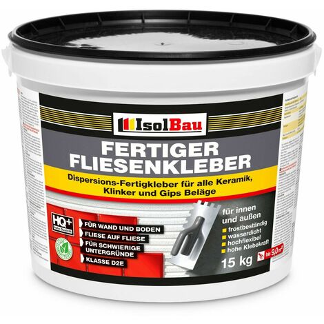 Isolbau Colle pour carrelage intérieur et extérieur 15 kg de colle prête à l'emploi Mortier Flex Blanc Colle pour carrelage