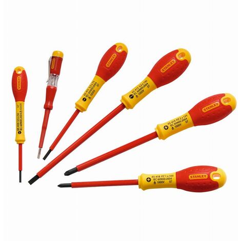 Jeu de 6 tournevis isolés 1000V STANLEY Fatmax + testeur - 0-65-443