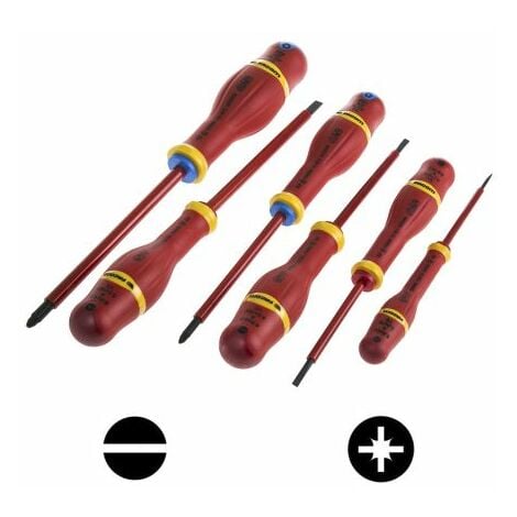 Jeu de tournevis Facom 1000V Pozidriv, Fendu 6 pièces ( Prix pour 1 Jeu )