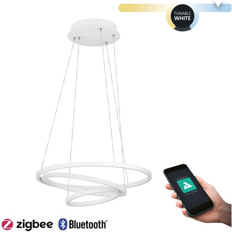 Lampe suspendue Lobinero-Z LED blanc en plastique 43.2W 3000-6500K H: 110cm Ø58 cm Dimmable