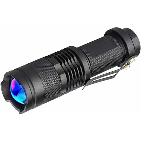 Lampe Torche UV 365nm Lampe de Poche Ultraviolette LED Lumière Noire Zoomable pour Détecteur D'argent Vérification des Documents Chasse Scorpions Rock Art Photographie
