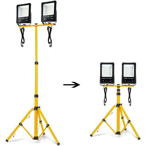 LED Projecteur de Chantier Lampe de Travail 200W2 16000LM LED Floodlight 3M Étanche IP66 (2 200W Blanc Chaud + Trépied) NAIZY