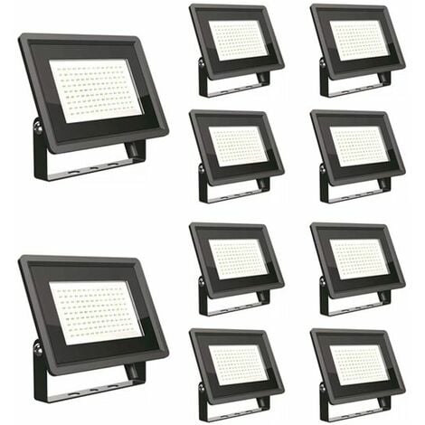 Lot de 10 Projecteurs LED Extérieurs 100W IP65 Noir V-TAC VT-49104 - 110 ° - Blanc neutre - 4000K