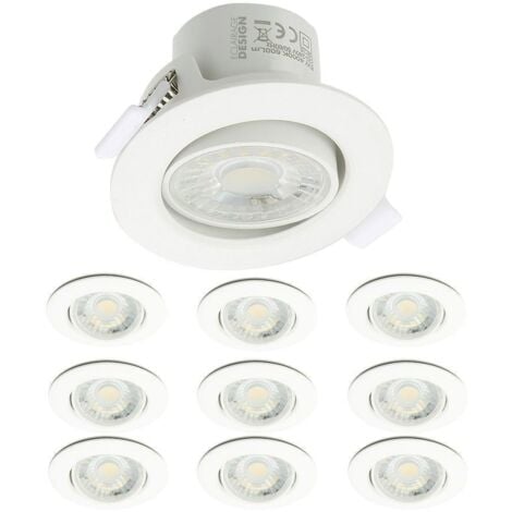 Lot de 10 Spots LED Encastrables Valence 8W Orientable Equ. 75W Température de Couleur: Blanc Chaud 3000K