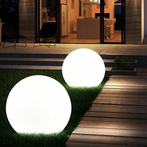 Lot de 2 lampes d'extérieur LED spots à boule solaire terrasses éclairage de jardin lampes plug-in de cour