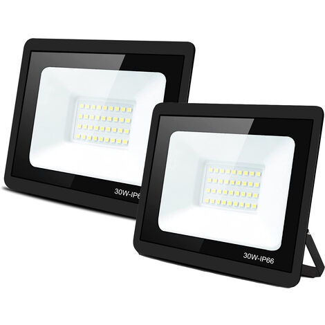 Lot de 2 Projecteurs LED Blanc Froid 30W Extérieur, Projecteur à LED étanche IP66 pour Jardin Projecteur Extérieur LED