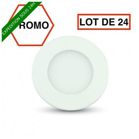 LOT DE 24 PIÈCES //Luminaire Panneau LED Encastré Rond 3W Blanc Froid Diamètre 85mm SKU-6294