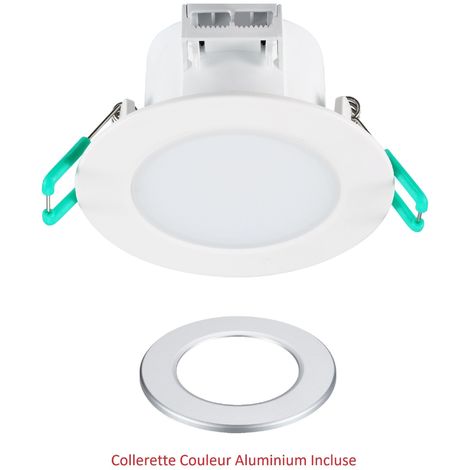 LOT DE 6 SPOTS ENCASTRES LED IP65 FIXE BLANC CHAUD 3000K 6,5W 540 LUMENS - SYLVANIA