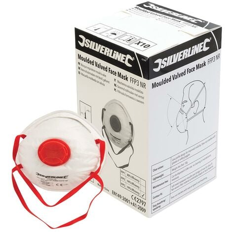 Masques respiratoires moulés à valve FFP3 NR, présentoir 10 pcs FFP3 NR