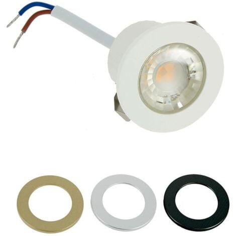 Mini spot encastrable LED 1W IP54 + 3 Collerettes Température de Couleur: Blanc Chaud 3000K