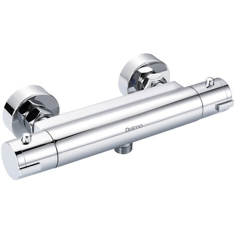 Mitigeur Thermostatique Douche Chromé Mural avec Bouton de Sécurité, Laiton Massif - DBWF01GR