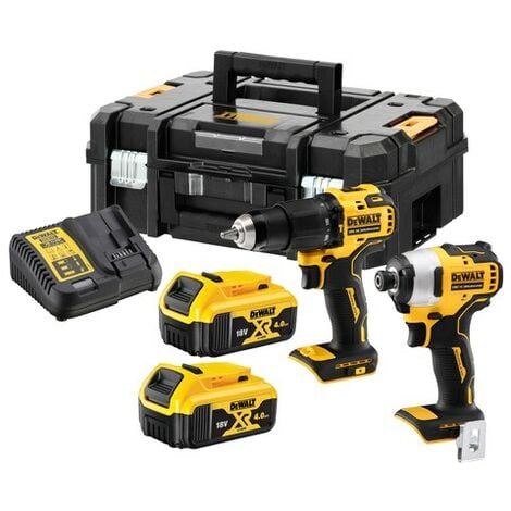 Pack de 2 outils 18V (DCD709/DCF809) + 2 batteries 4Ah + chargeur en coffret DT70708 T-STAK DEWALT DCK2062M2T
