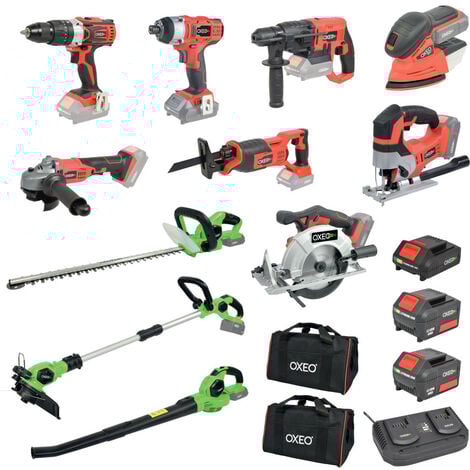 Pack outils sans fil - 11 outils - 18V - EASY FULL - 2 batteries 4Ah - 1 batterie 2Ah - chargeur double - 2 sacs de transport