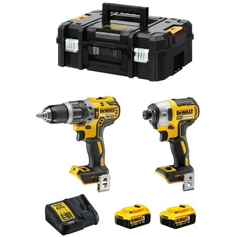 Pack Perceuse + Visseuse à chocs DEWALT DCK266P2T - 18V - 2 batteries 5Ah - Chargeur - Coffret Tstak