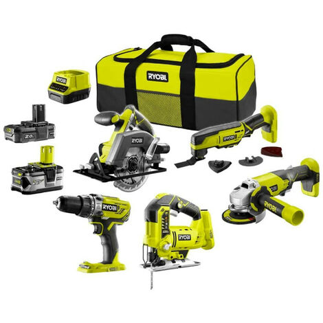 Pack RYOBI complet 5 outils - 2 batteries 2.0Ah et 4.0Ah - 1 chargeur - R18CK5A-242S