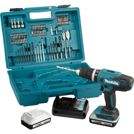 Perceuse visseuse à percussion Makita Ø 13 mm 18V Li-Ion 2Ah en coffret avec kit d'accessoires - HP488DAEX1
