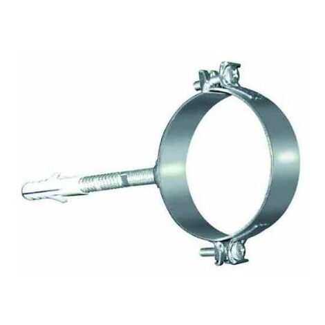 Pince murale avec collier et bouchon en acier inoxydable poli DN 80, tuyau en acier inoxydable 316