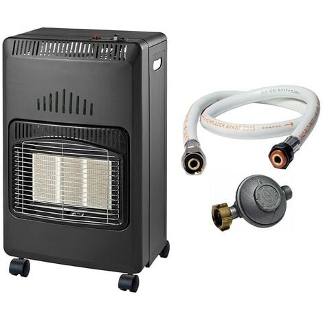 Poele à gaz Infrarouge 4200W Novakit Chauffage d'appoint Piezo Volume 120 m³ + Tuyau vissable + détendeur butane