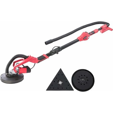 Ponceuse Girafe AREBOS - Ø 225 mm - Barre télescopique - Tête Pivotante - Double Pad - Noir et Rouge