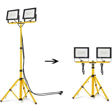 Projecteur de Chantier LED sur Trépied Lampe de Travail avec Câble 3M Étanche IP66 Construction Garage (2100W Blanc Froid) NAIZY