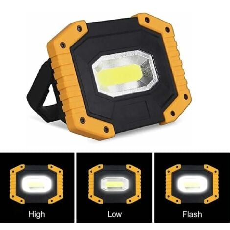 Projecteur LED Rechargeable 30W 2000LM Projecteur Chantier Lumière de Travail 3 Modes Lanterne Portable Projecteur LED USB pour Camping, Chantier, Garage, Atelier(1pack)