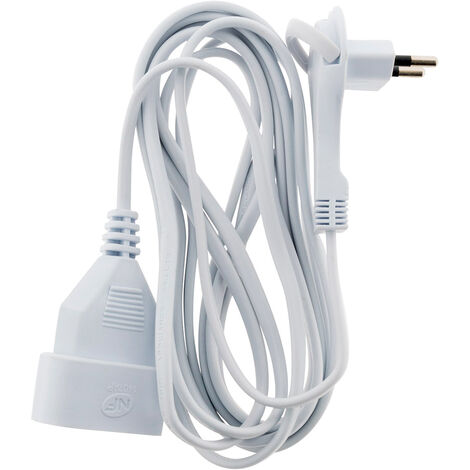 Prolongateur sans terre avec fiche extraplate 2x 0,75 Blanc 3m - Zenitech