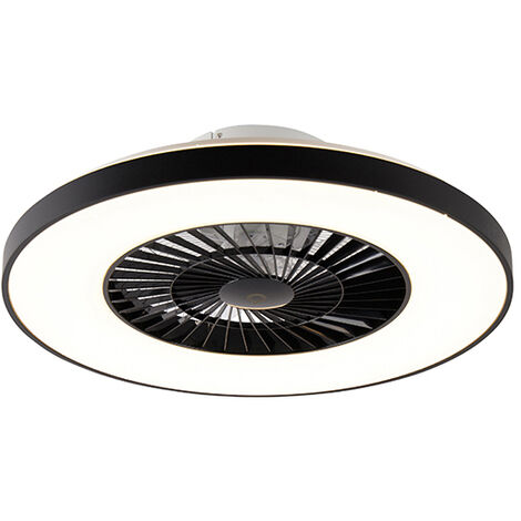 QAZQA climo - LED Dimmable Ventilateur de plafond variateur inclus - 1 lumière - Ø 600 mm - Noir - Moderne - éclairage intérieur - Salon I Chambre I Cuisine I Salle à manger
