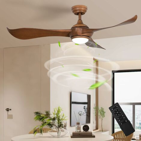 RELAX4LIFE Ventilateur de Plafond Silencieux 3 Pales Réversibles avec Lampe Intégrée LED 3 Luminosités, Ventilateur de Plafond Diamètre de 132 cm avec 6 Vitesses et Minuteur 1-8H