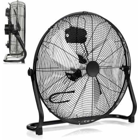 RELAX4LIFE Ventilateur de Sol Industrel Dia.60CM 350W 3 Vitesses, Ventilateur à Tambour 24 Pouces Mobile avec Poignée pour Magasin Garage Usine Cuisine Gym (style 2  62x59x20cm)
