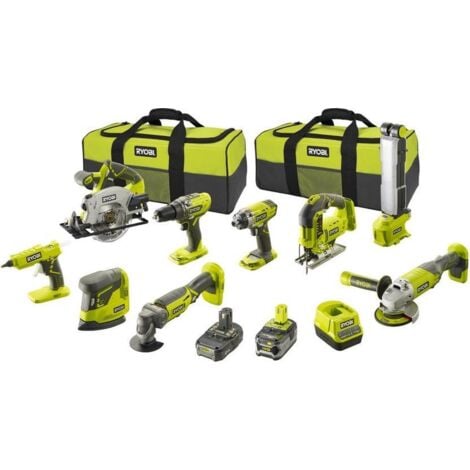 RYOBI - Combo 9 outils - 1 batterie 5.0Ah - 1 batterie 2.0Ah - 1 chargeur - R18CK9-252S