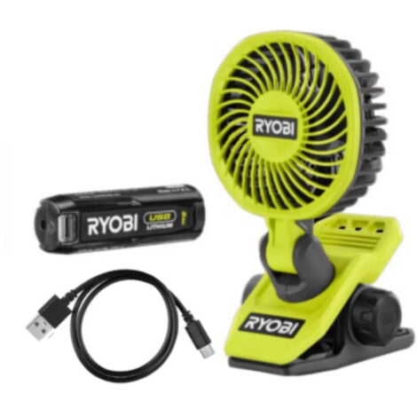 RYOBI Ventilateur sur pince 4V USB Lithium - 1 batterie 2,0Ah - RCF4-120G