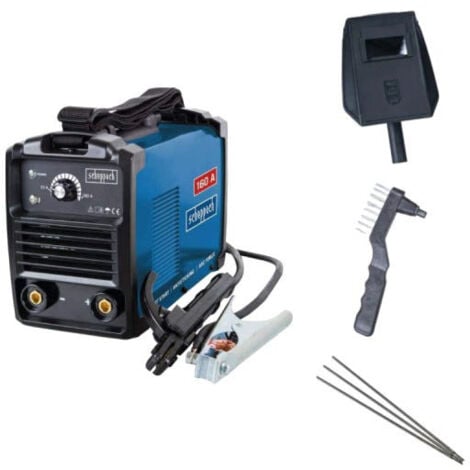 Scheppach - Poste à Souder Inverter WSE1100 - 230V - 20-160A - Technique anti-adhérence - Démarrage automatique à chaud - Masque, brosse métallique, marteau, électrodes & sangle de transport