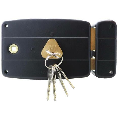 Serrure en applique axe à 60mm horizontale noire ouverture à droite