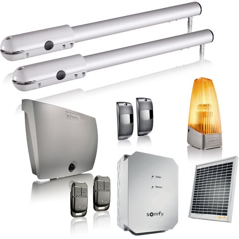 SOMFY 1246308 - SGS Essential Solaire - Kit de motorisation pour portail battant à vérin - Pas de tranchée à prévoir - Autonome en énergie