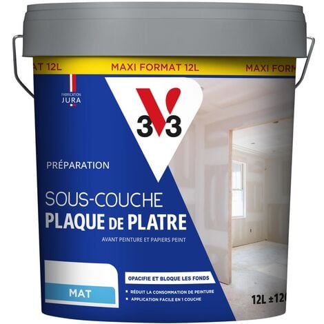 Sous-couche intérieure Plaque de plâtre V33 Blanc Mat 12L