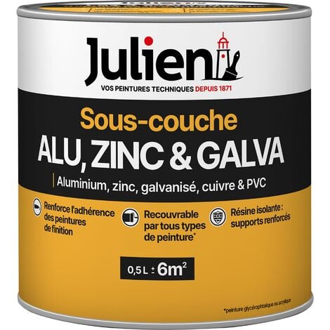 Sous-Couche Pour supports en Alu, Zinc, Cuivre, Galvanisé - aspect Mat Blanc 0,5L - Julien