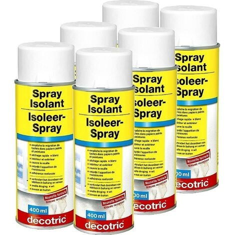 Sprays isolants DECOTRIC neutralise toutes taches d'humidités et de nicotines 400 ml (Pack de 6)  Conditionnement: 400 ml