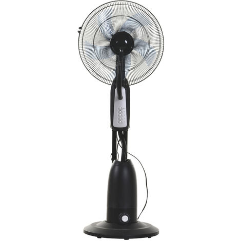 Ventilateur brumisateur oscillant HOMCOM 90W 4 vitesses H120cm D44cm Noir Gris